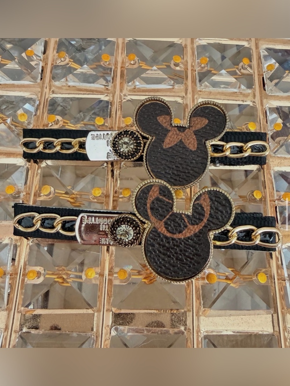 Disney Black and Brown Minnie Mouse Chain Elastic Hairbands